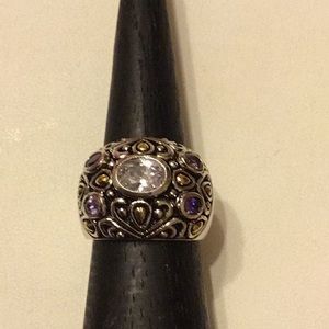 EUC Designer Stamped 925 18kt gold white topaz